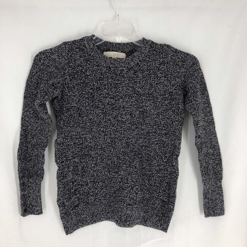 LOFT Women's Sweater Heathered Gray Marled Knit Size XS